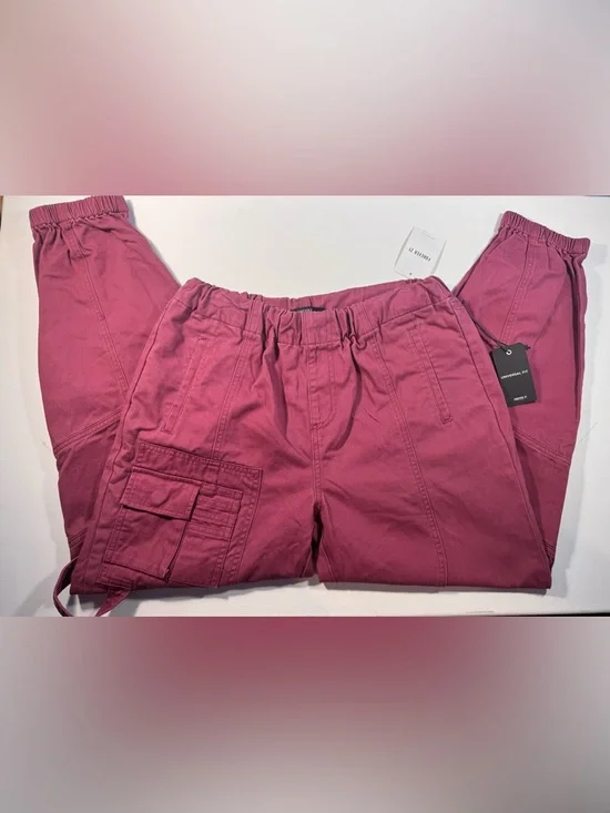 Forever 21 Burgundy/Berry Cargo Jogger Pants - Picture 2 of 5